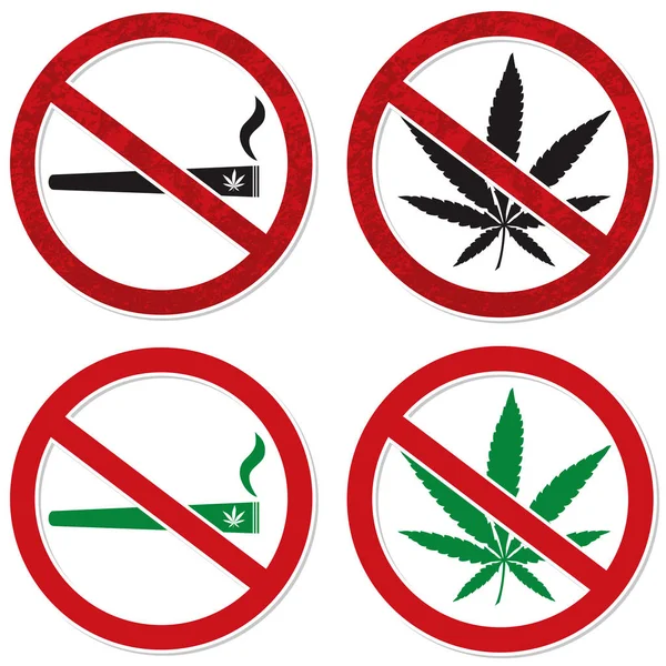 Marijuana Fumer Interdit Symbole Signe Vectoriel Illustration Avec Des Couches — Image vectorielle