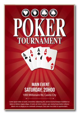Casino Poker Turnuvası arka plan kırmızı şablonu tasarlamak vektör katman ve metin ile yorum 10 eps hiçbir gölge özetlenen