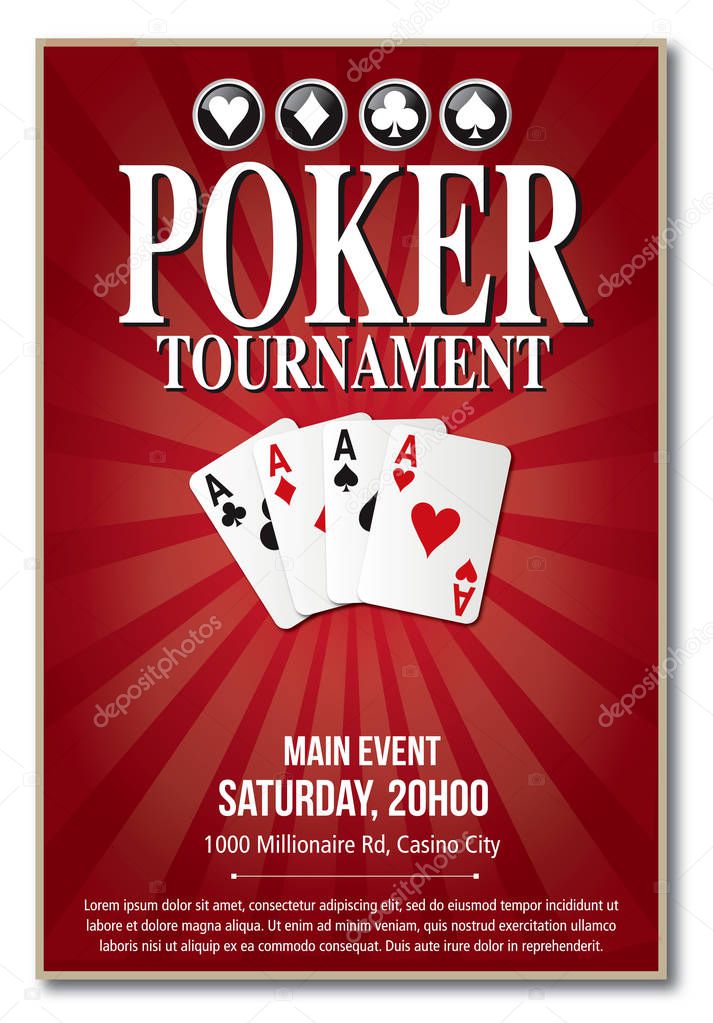 Casino Poker Tournament background red template design in vector with layer and text outlined no shadow on the eps version 10