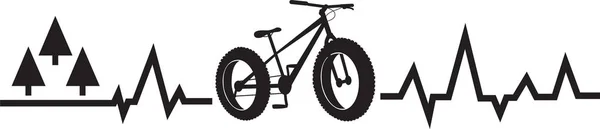 Heartbeat Puls Fat Bike Mountain Vektor — Stock vektor