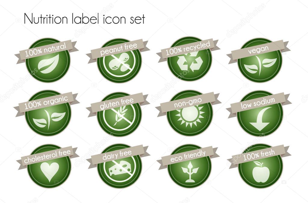 Nutrition facts label icon set vector