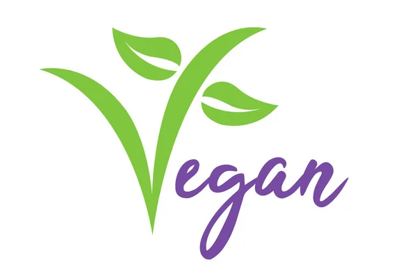Veganes Vektorillustrationssymbol Mit Der Form Und Den Blättern Text Ist — Stockvektor