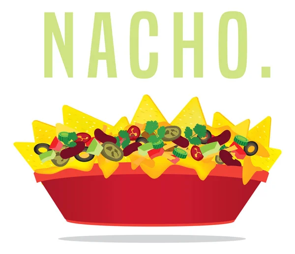 Geladen Vegetarische kaas Nacho plaat — Stockvector