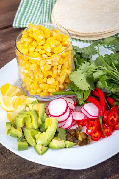 Mexican food ingredient for corn taco — Stock Photo, Image