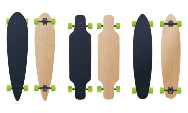 boş farklı longboard kaykay modeli vektör