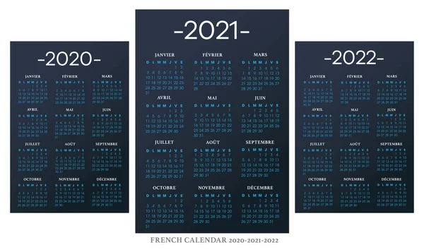 Šablona vektoru francouzského kalendáře 2010-2021-2022 — Stockový vektor