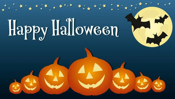 Happy Halloween Jack Lantern Pumpkin Lantern Banner Illustration Design Text — Stock Vector