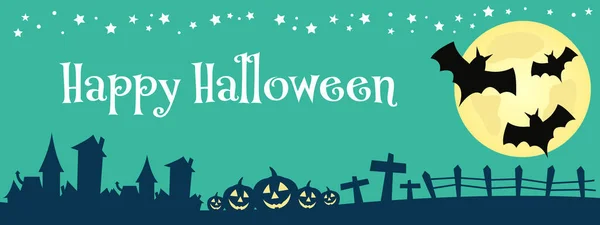 Happy Halloween Wakacje Banner Ilustracja Projekt Tekst Zarys — Wektor stockowy