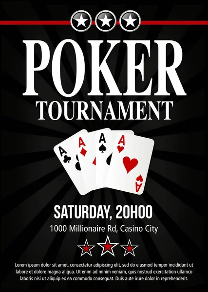 Pokerturnier Event Einladung Poster Design Vektor Mit Schichten — Stockvektor