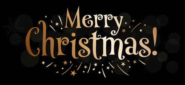 Merry Christmas Lettering Header Confetti Invitation Greeting Card Design — Stock Vector