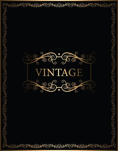 Luxe Noir Cadre Vintage Couverture Vectorielle — Image vectorielle