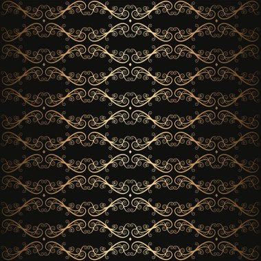 dantel çiçekli girdap lüks siyah ve altın pürüzsüz desenli vektör