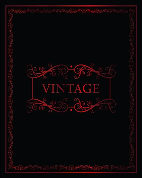 Lusso Antico Nero Rosso Vintage Cornice Ornamento Vettoriale Copertina Libro — Vettoriale Stock