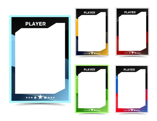 Sport Player Trading Card Frame Border Template Design Set — Stock Vector