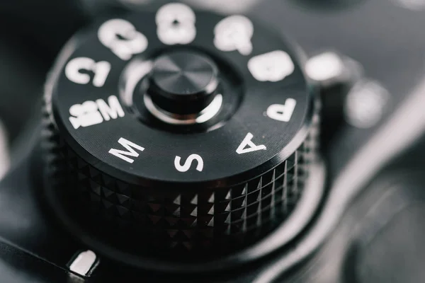 Dial Kontrol Kamera Digital Menampilkan Aperture Kecepatan Shutter Mode Manual — Stok Foto