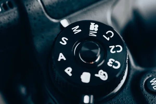 Digital Camera Control Dial Showing Aperture Shutter Speed Manual Program — Stock Photo, Image