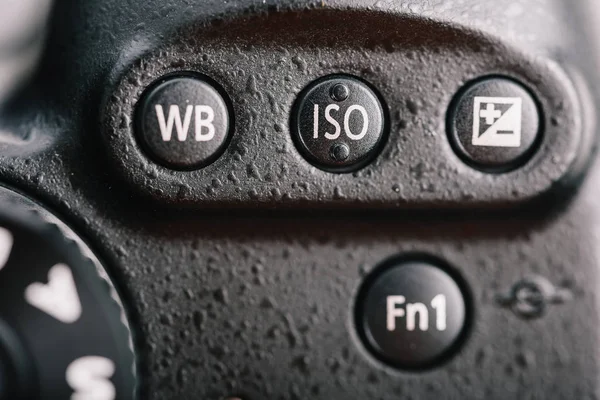 Кнопки Компенсации Баланса Белого Iso Экспозиции Цифровой Камере — стоковое фото