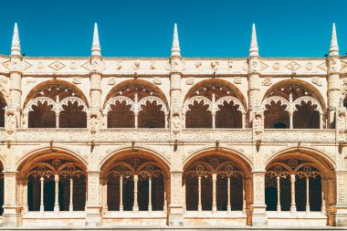 Jeronimos Hieronymites Monastery Of The Order Of Saint Jerome In Lisbon, Portugal Is Built In Portuguese Late Gothic Manueline Architecture Style