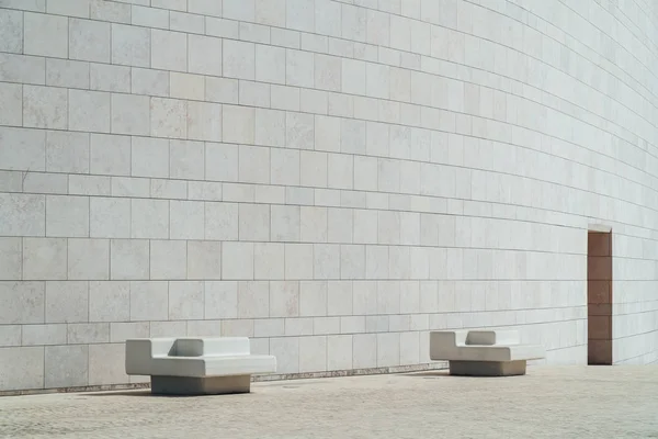 Lisbon Portugal August 2017 Modern Minimal Architecture Wall Stone Chair — Stock Photo, Image