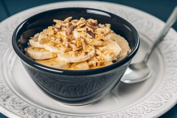 Oats Porridge Banana Pecan Stock Picture