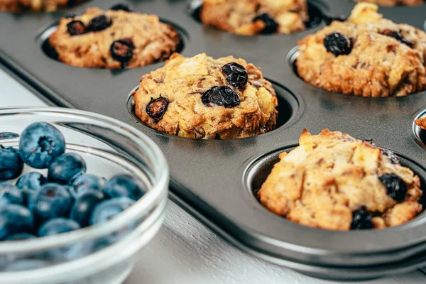 Blaubeere Und Apfel Fruchtige Muffins — Stockfoto