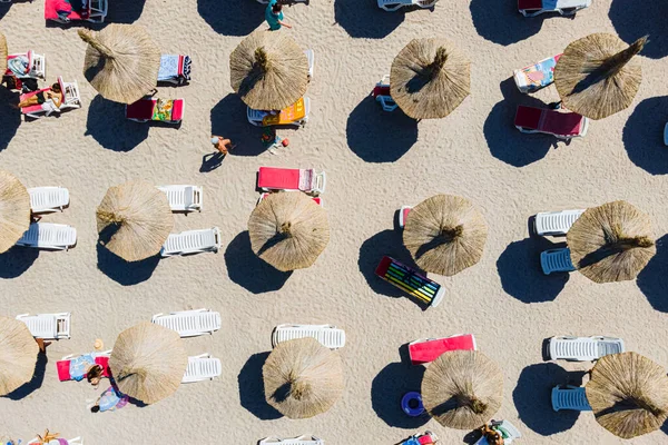 Aerial Beach People Umbrellas Beach Photography — Stock Photo, Image