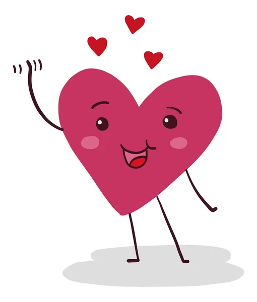 Üzerinde Yüzen Kalpler Olan Gülümseyen Sallayan Bir Kalbin Vektör Çizimi — Stok Vektör
