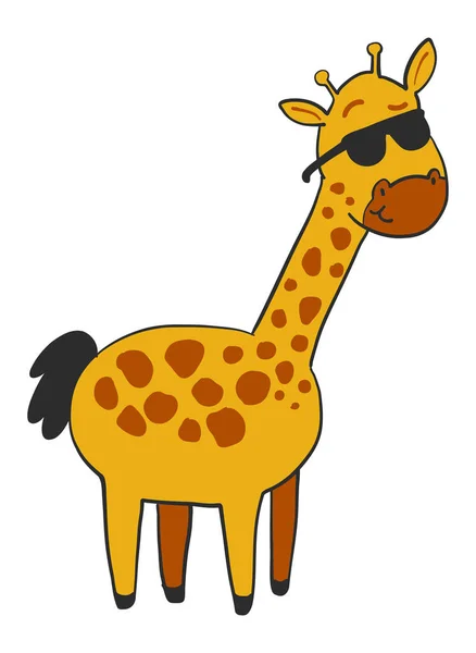 Vector Illustration Cartoon Giraffe Wearing Sunglasses Chilling — Stock Vector