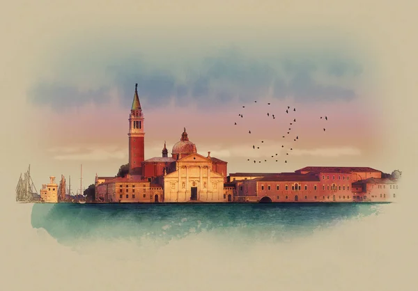 Giorgio Venedig Italien Akvarell Skiss — Stockfoto