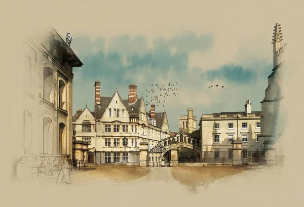 Oxford University England Watercolor Sketch — Stock Photo, Image