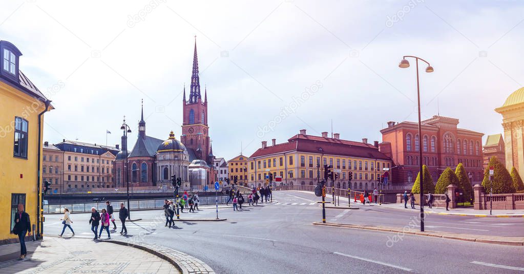 Panoramic view of the city, View of the island c Riddarholmen Church