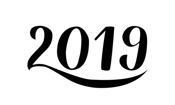 2019 Números Escritos Mano Con Pincel Letras Caligrafía Para Año — Vector de stock