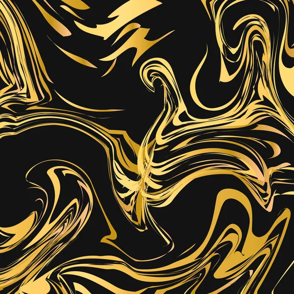 Flüssigkeitseffekt Hintergrund Schwarz Und Gold Marmor Textur Abstrakten Hintergrund Aquarell — Stockvektor