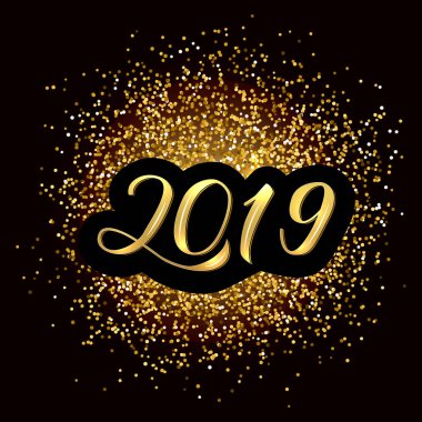 2019 el numaraları altın glitter bacground.3d hat üzerinde çekilmiş.