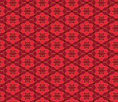 Noel sorunsuz dantel modeli. Geometrik mozaik arka plan kaleydoskop. Kırmızı ve altın şark süsleme. Kolay vektör tasarım şablonu için tebrik kartları, kumaş, şal, duvar kağıtları