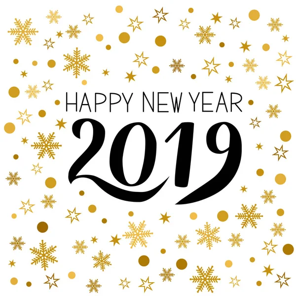 Feliz Año Nuevo Tarjeta Felicitación Números Escritos Mano 2019 Patrón — Vector de stock