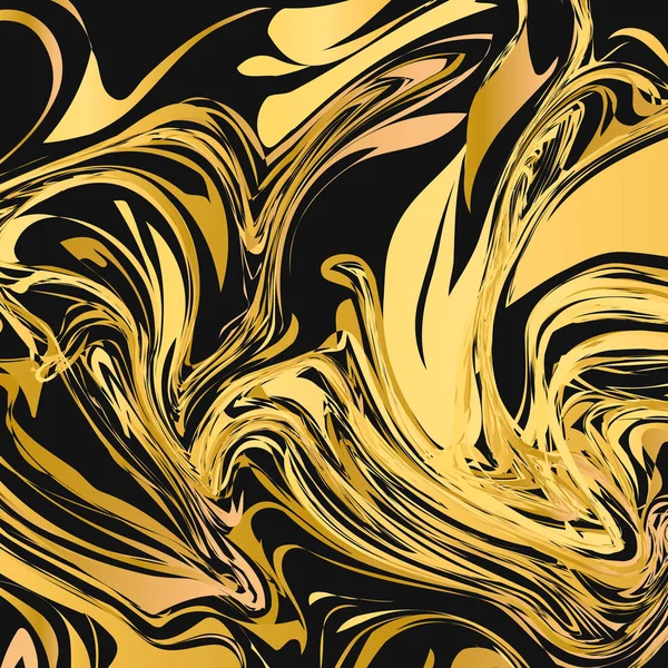 Schwarz Und Gold Marmor Textur Abstrakten Hintergrund Liquid Flow Effekt — Stockvektor