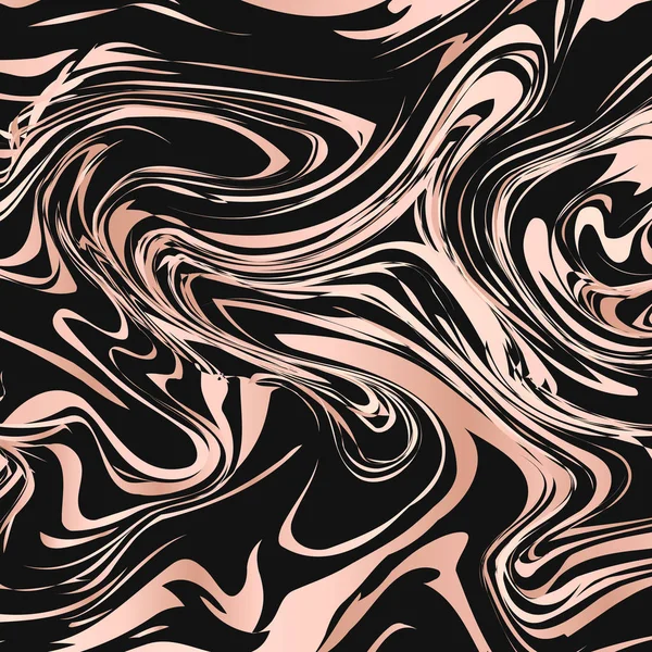 Эффект Жидкого Потока Абстрактный Фон Текстура Мрамора Черного Розового Золота — стоковый вектор