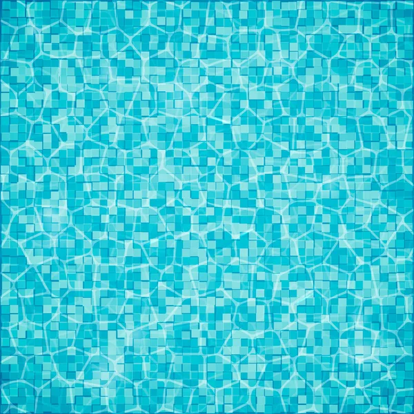 游泳池背景 水面的顶视图 上面有海浪和阳光 蓝色瓷砖底部 暑假向量例证 轻松编辑模板 为您的作品 — 图库矢量图片
