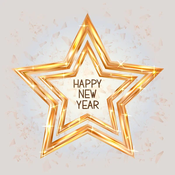 Feliz Año Nuevo Tarjeta Felicitación Con Estrellas Oro Ilustración Vectorial — Vector de stock