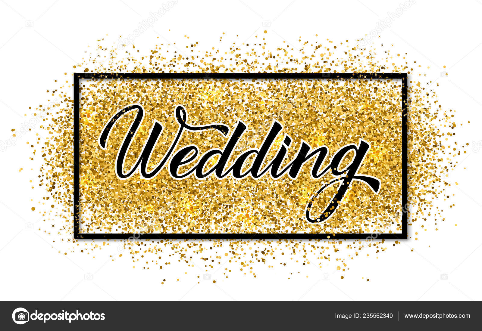 Wedding Hand Written Brush Calligraphy Lettering Shiny Gold Glitter Texture  Stock Vector Image by ©designergraphic84 #235562340