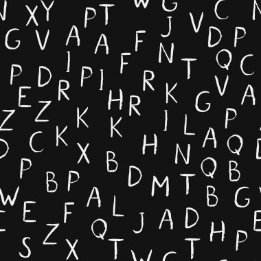 Elle çizilmiş vektör alfabe seamless modeli. Boyalı grunge harfler A-Z siyah tebeşir. Sans serif yazı tipi. Latin büyük harf el yazısı sembolleri. Basit-e doğru senin sanat için tasarım şablonunu düzenleme.