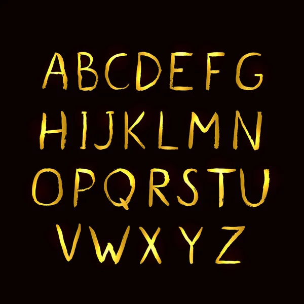 Alphabet Vectoriel Brillant Affiche Éducative Avec Lettres Latines Majuscules Dorées — Image vectorielle