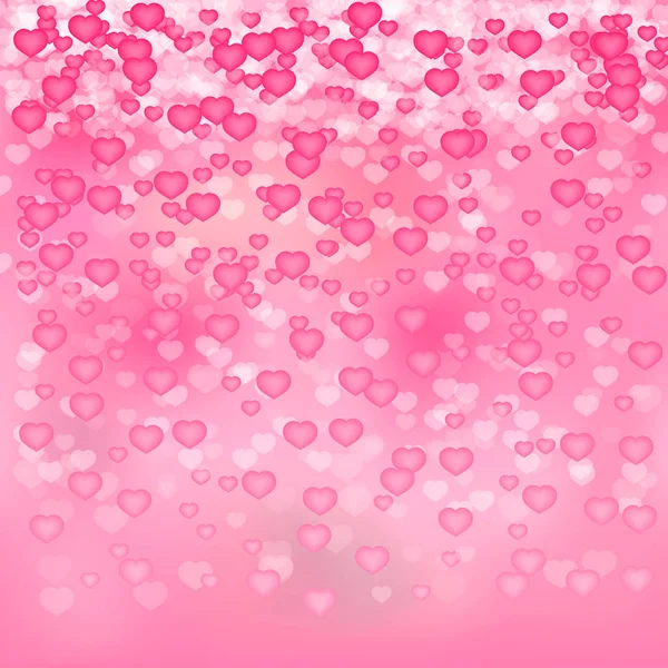 Miękki Różowy Serce Tło Konfetti Walentynki Dzień Błyszczące Karty Pozdrowieniami — Wektor stockowy