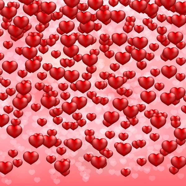 Corações Queda Confetes Fundo Gradiente Rosa Dia Dos Namorados Brilhante — Vetor de Stock