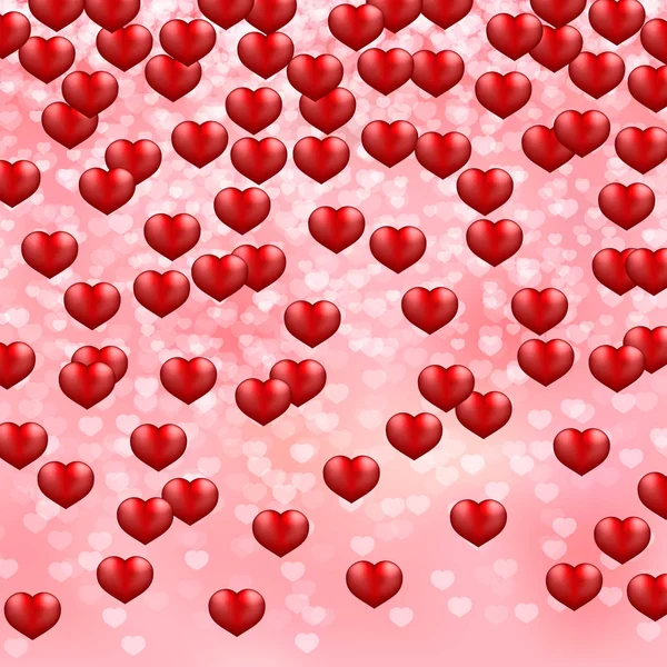 Corazones Cayendo Confeti Sobre Fondo Gradiente Rosa Día San Valentín — Archivo Imágenes Vectoriales