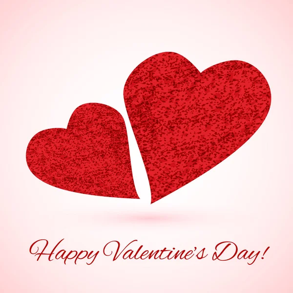 Tarjeta Felicitación Del Día San Valentín Con Dos Corazones Grunge — Vector de stock