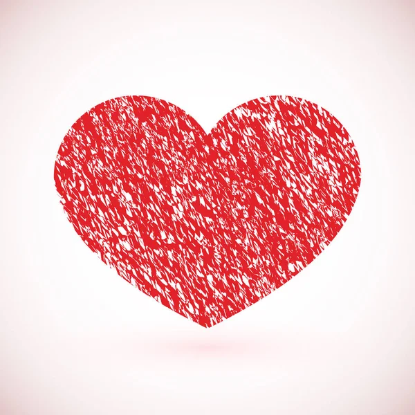 Forma Coração Vermelho Grunge Símbolo Amor Dia Dos Namorados Ilustração — Vetor de Stock