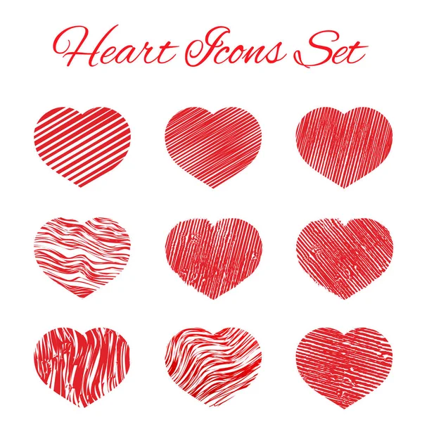 Heart icons set. Hand drawing style vector illustration. — Stock Vector