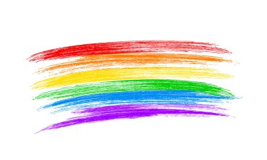 Beyaz izole gökkuşağının renkleri kalınfırça darbeleri. LGBT topluluk bayrak. Gurur Lezbiyen, gey, biseksüel, transseksüel toplumsal hareketlerin sembolüdür. Kolay vektör tasarım şablonunu düzenlemek.